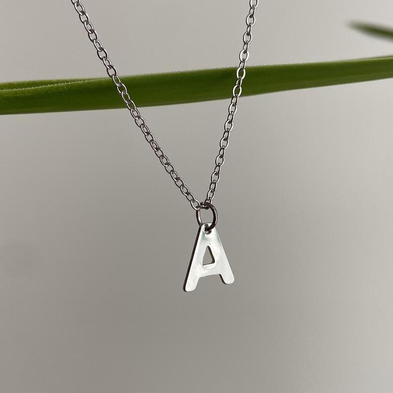 Silver Letter A Initial Pendant Chain Necklace