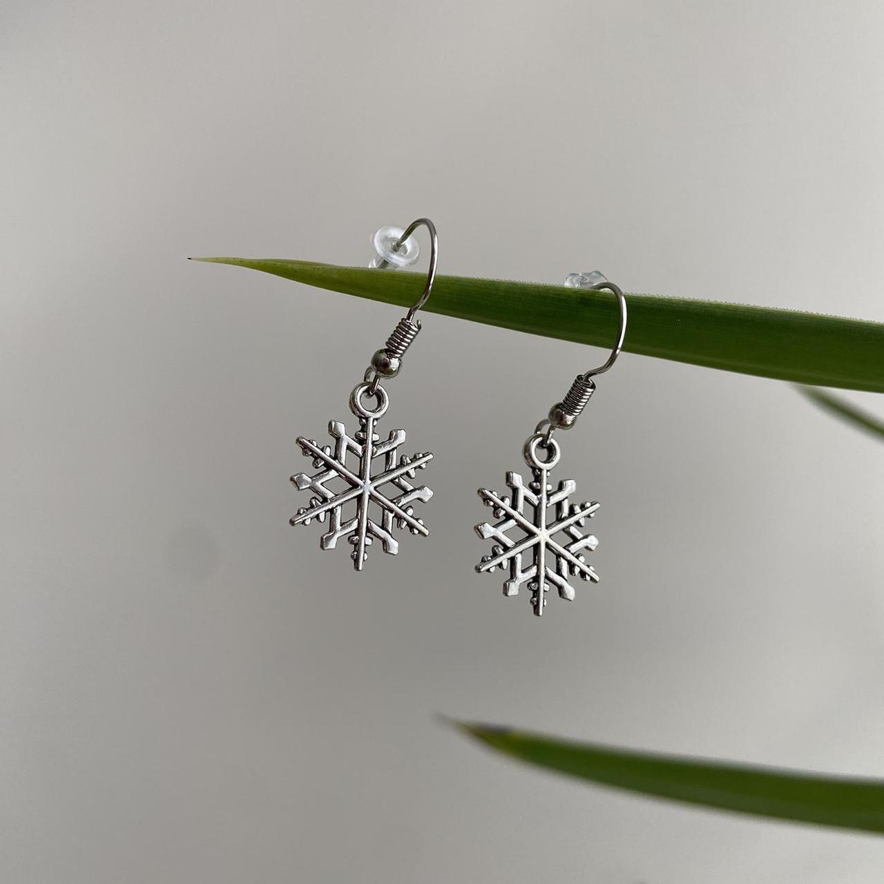 Large Silver Snowflake Dangle Earrings Also - Image 4