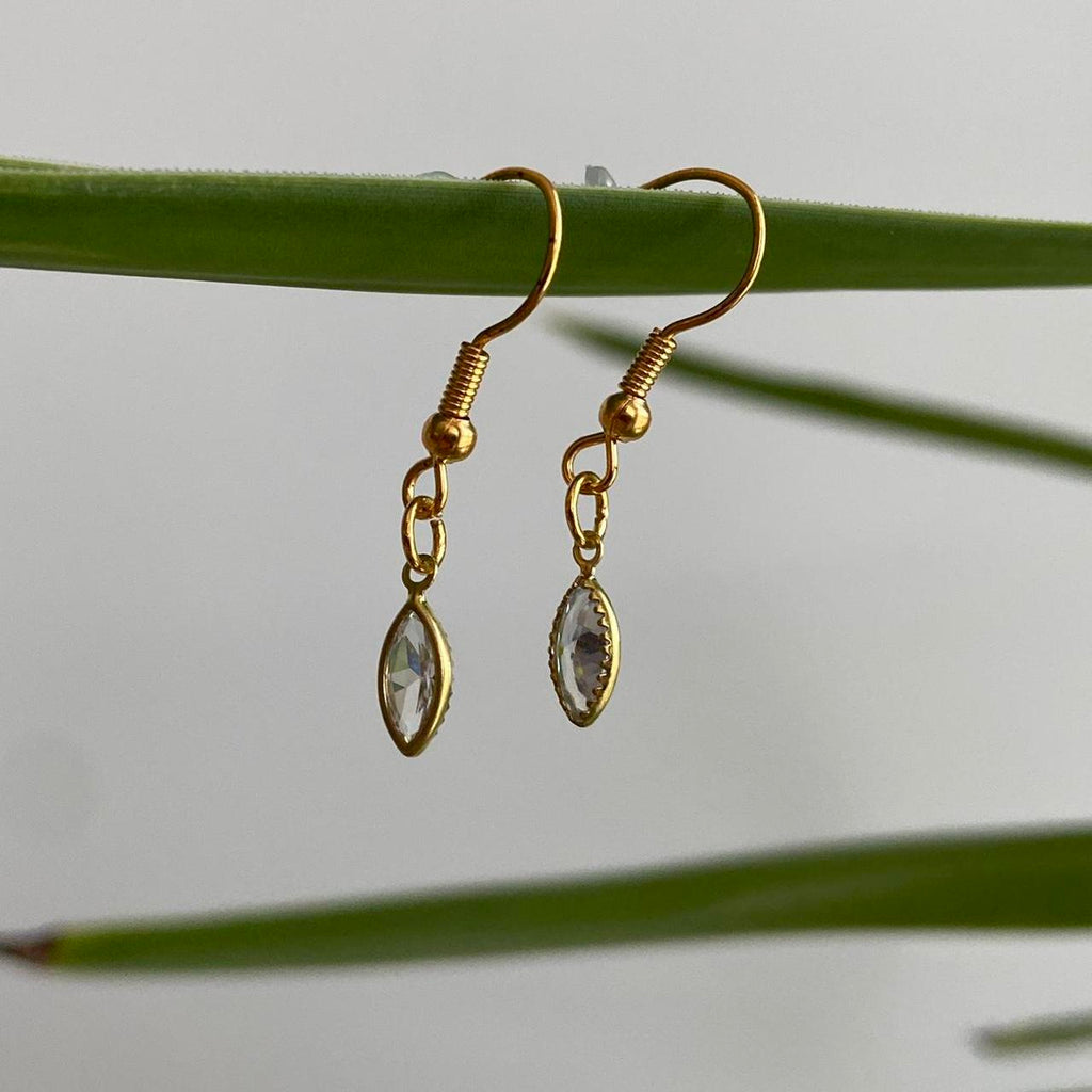 Marquise Diamond Gold Dangle Earrings Hand Made - Image 3