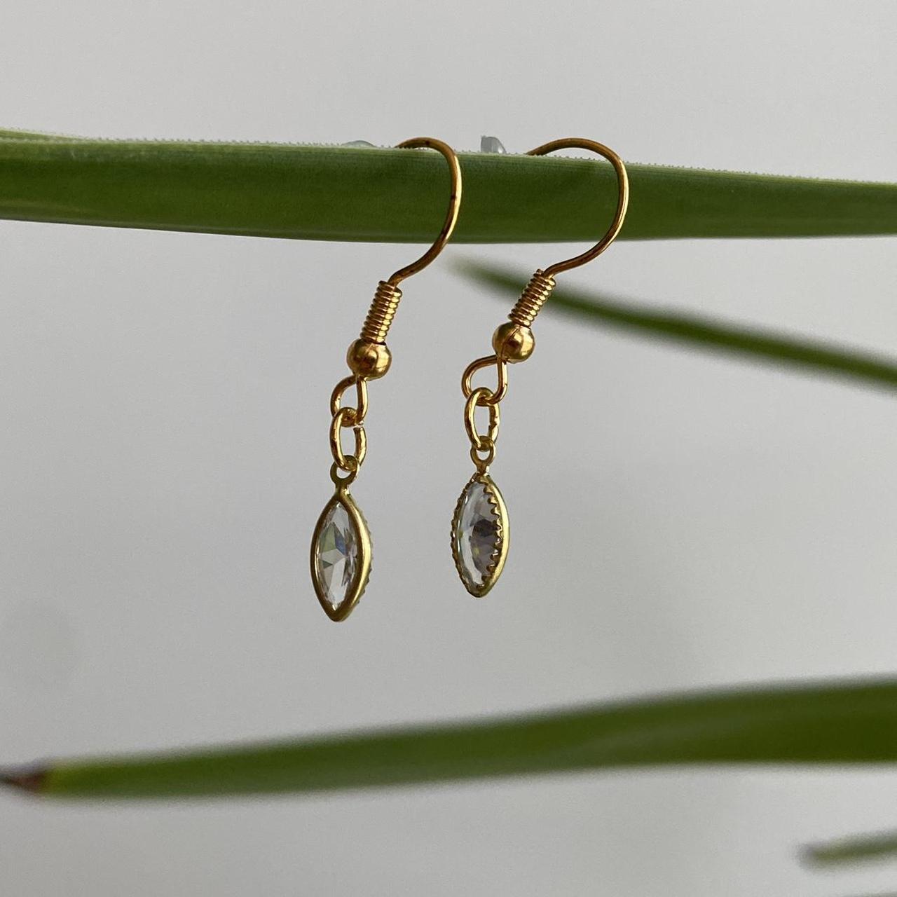 Marquise Diamond Gold Dangle Earrings Hand Made - Image 3