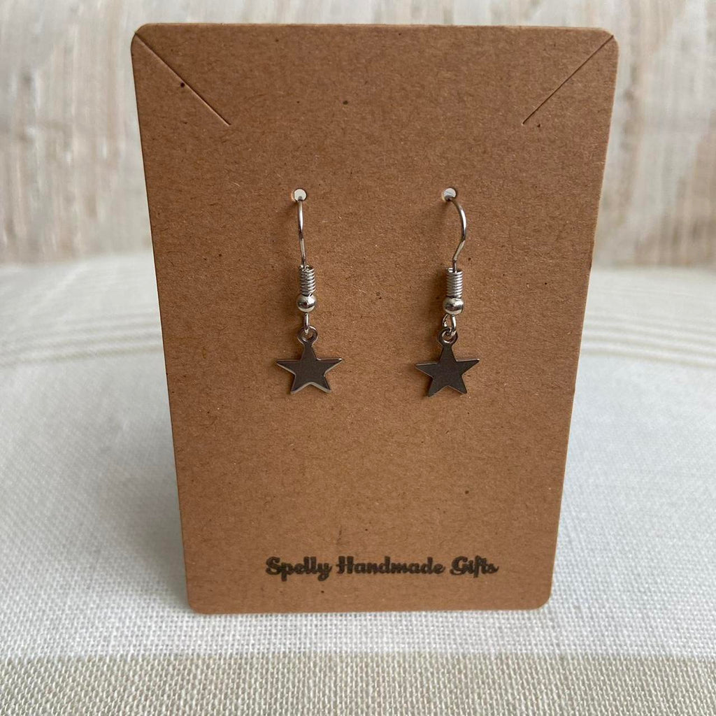 Petite Minimalist Silver Star Dangle Earrings - Image 5