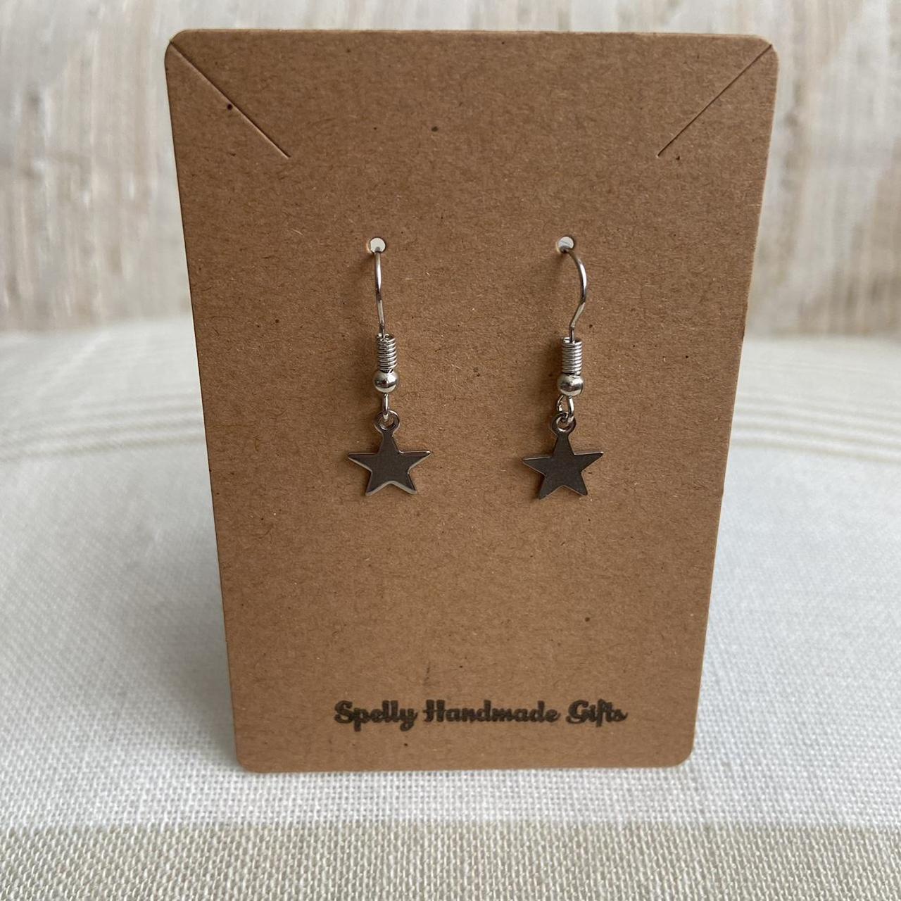 Petite Minimalist Silver Star Dangle Earrings - Image 5