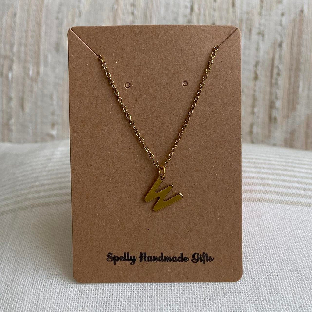 Gold Letter W Initial Pendant Chain Necklace 18 - Image 3