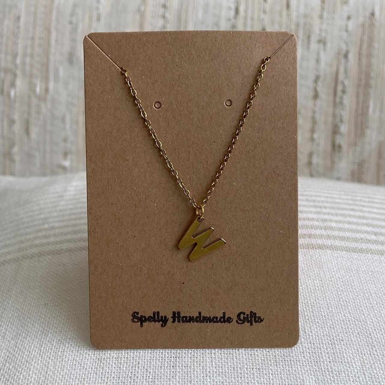 Gold Letter W Initial Pendant Chain Necklace 18 - Image 3