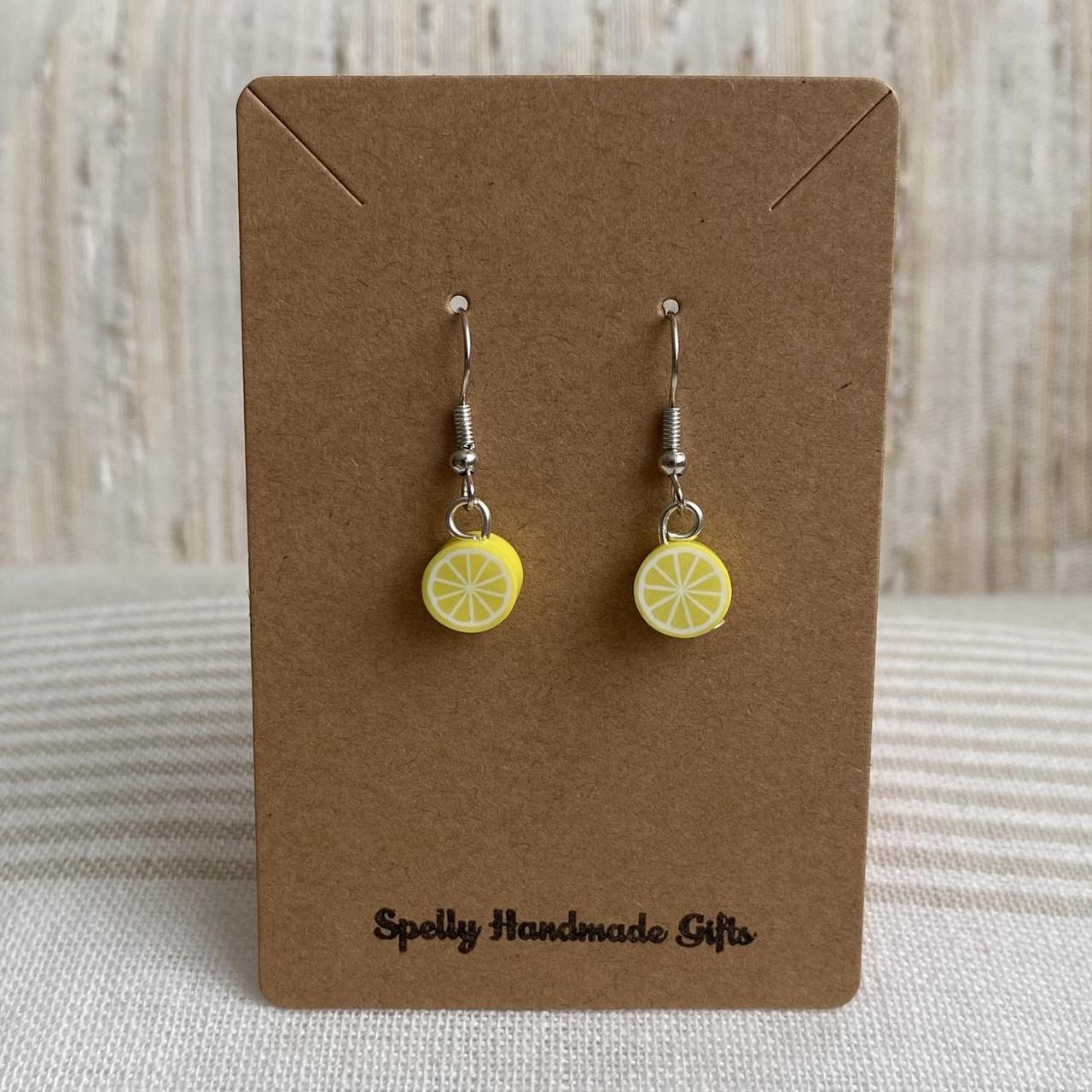 Yellow Lemon Fruit Polymer Clay Dangle Earrings With - Image 4