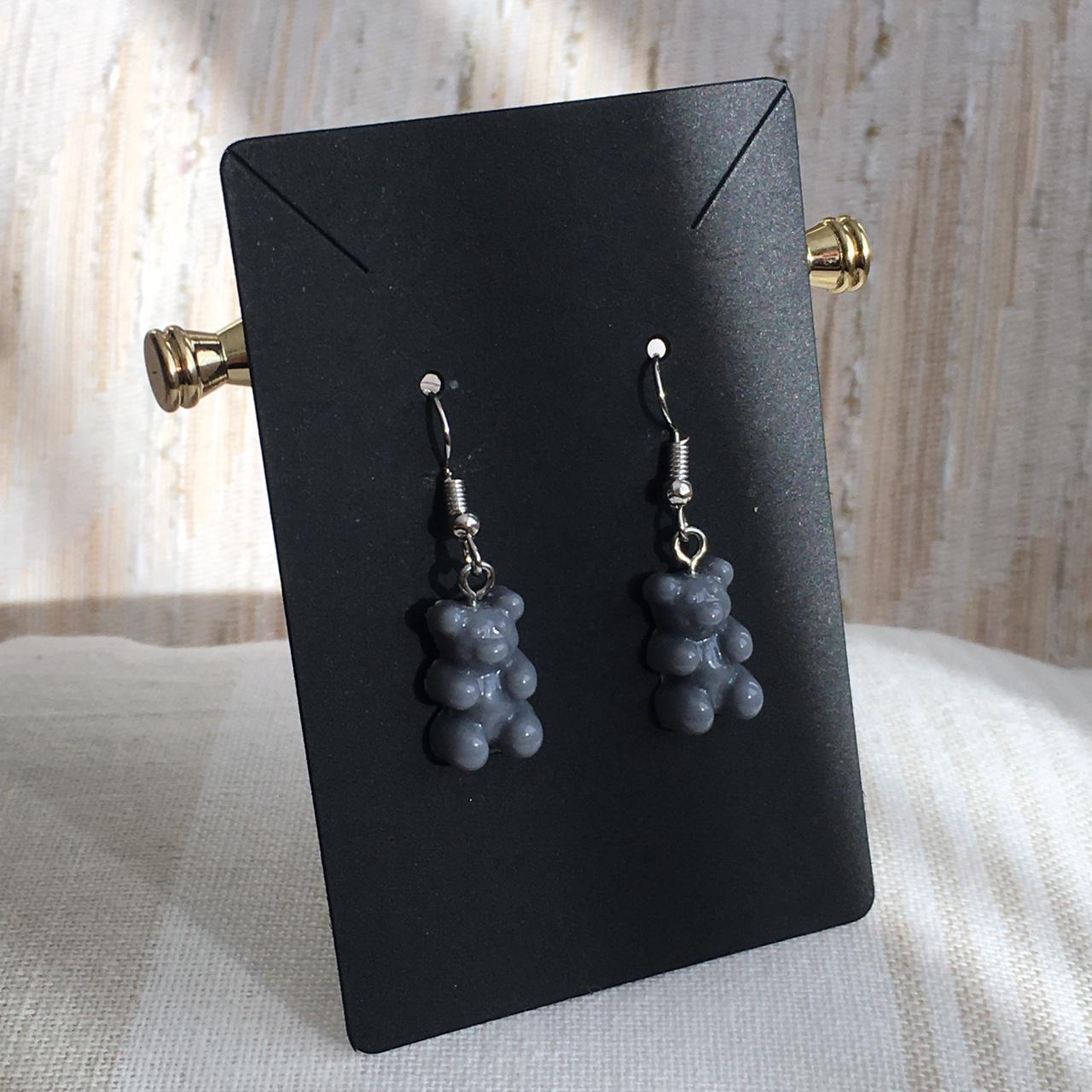 Cute Hand Made Resin Grey Gummy Bear Drop Dangle - Image 3