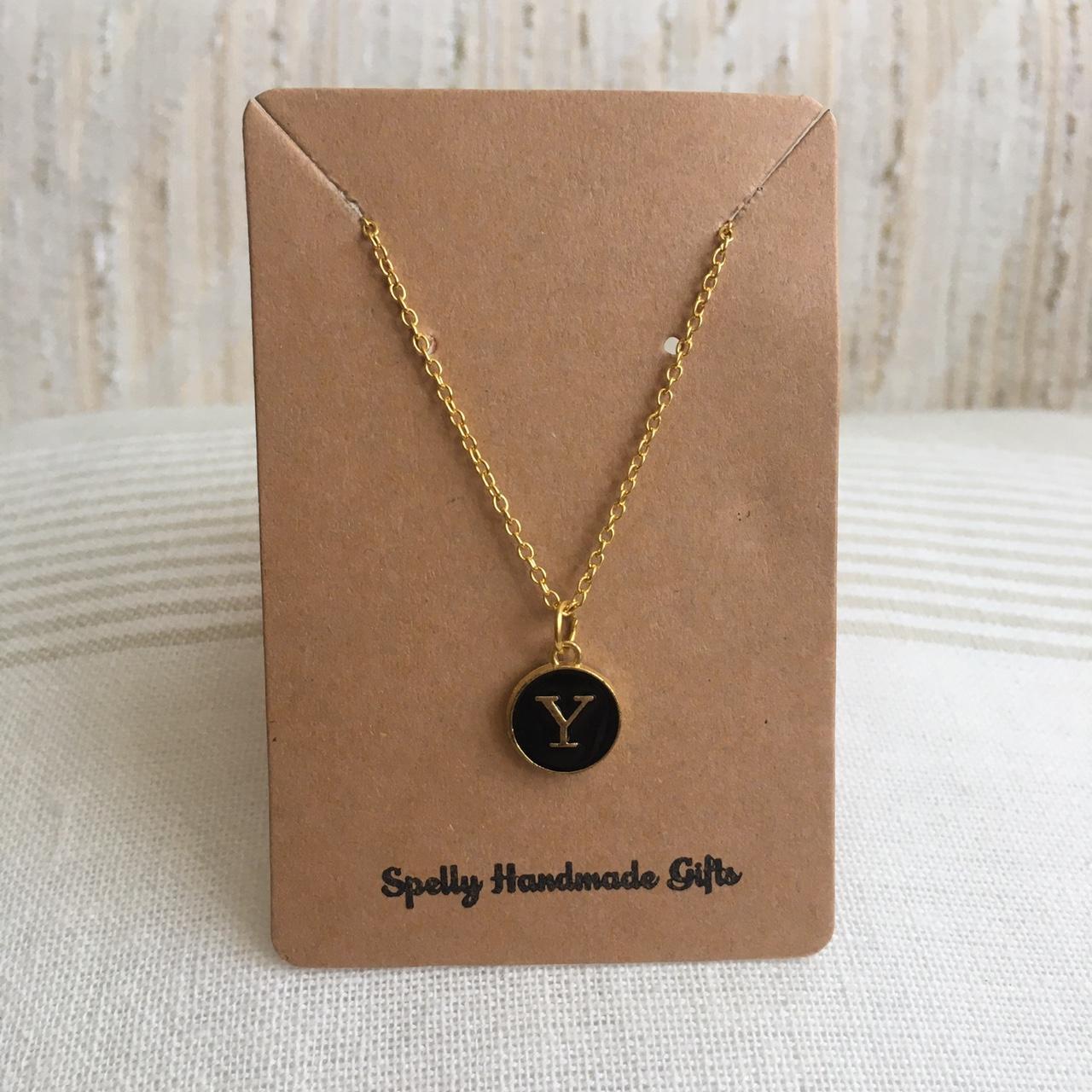 Letter Y Initial Black Enamel Pendant Chain - Image 3