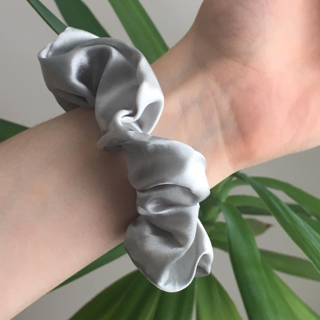 Grey Silver Satin Scrunchie Instant Buy Enabled - Image 2