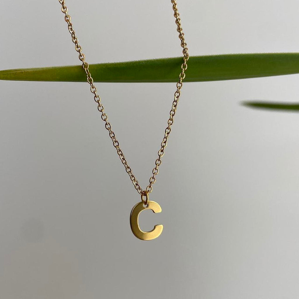 Gold Letter C Initial Pendant Chain Necklace 18 - Image 2