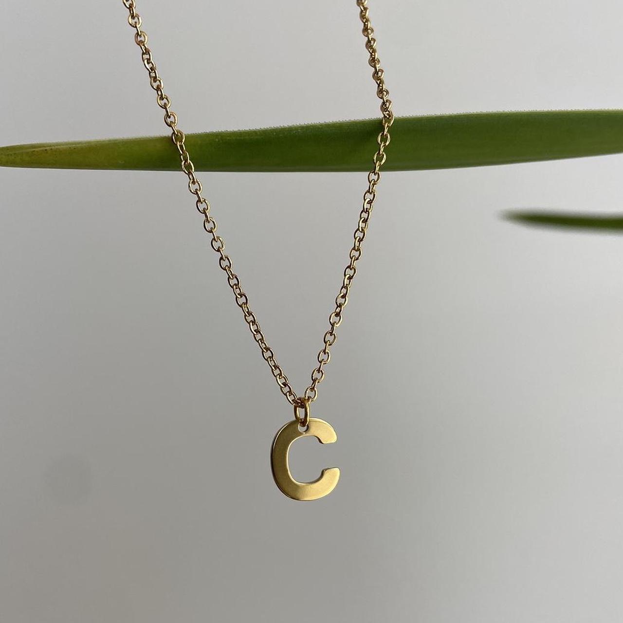 Gold Letter C Initial Pendant Chain Necklace 18 - Image 2