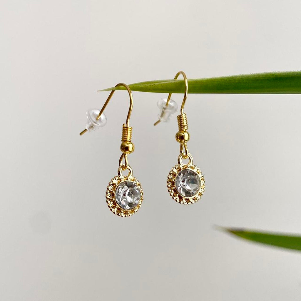 Cute Minimalist Crystal Dangle Earrings With Gold - Image 4