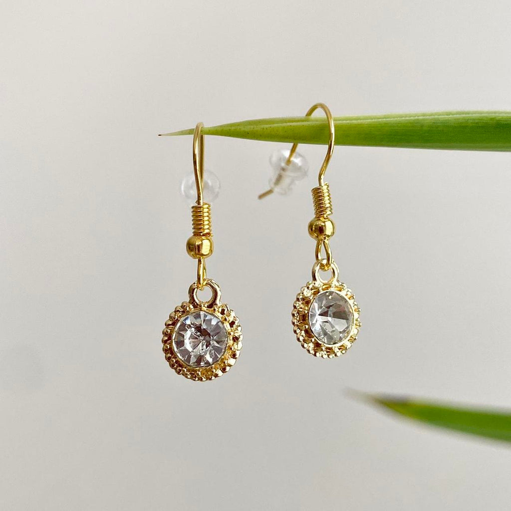 Cute Minimalist Crystal Dangle Earrings With Gold - Image 3