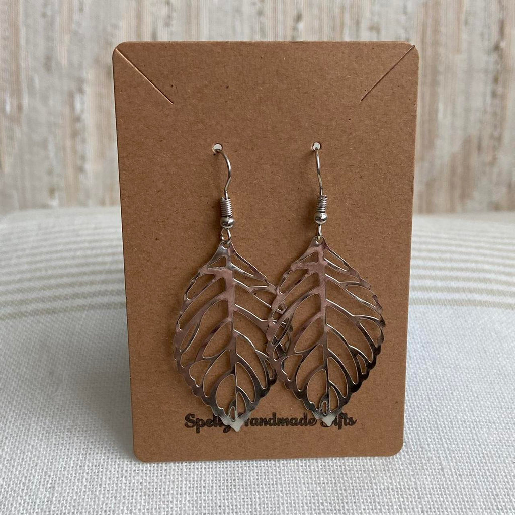 Large Silver Leaf Dangle Earrings 3 Sizes - Image 6
