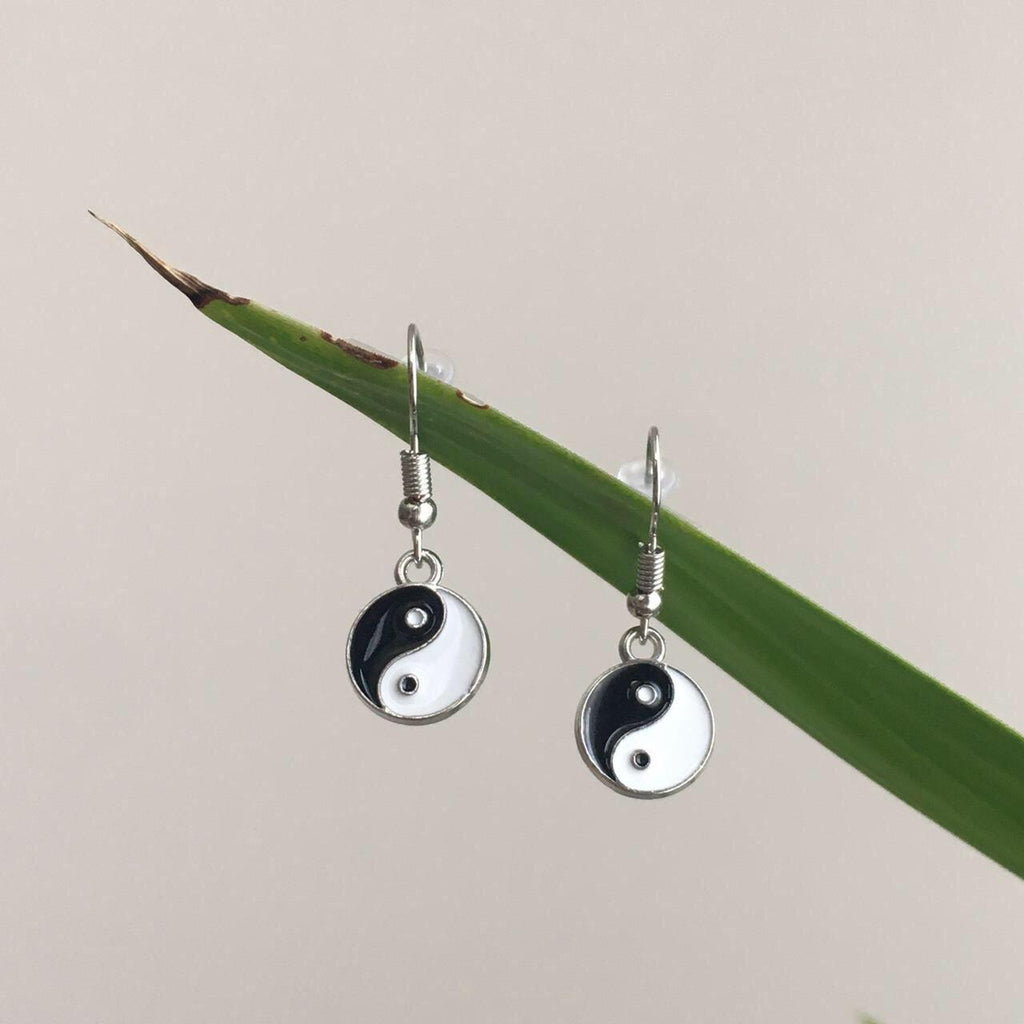 Yin Yang Dangle Drop Earrings In Cute Silver - Image 4
