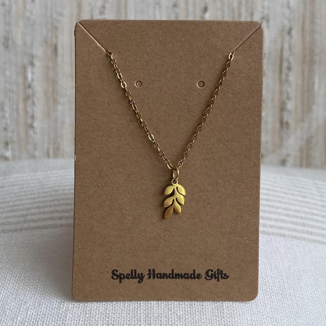Gold Laureate Bay Leaf Pendant Chain Necklace Also - Image 5