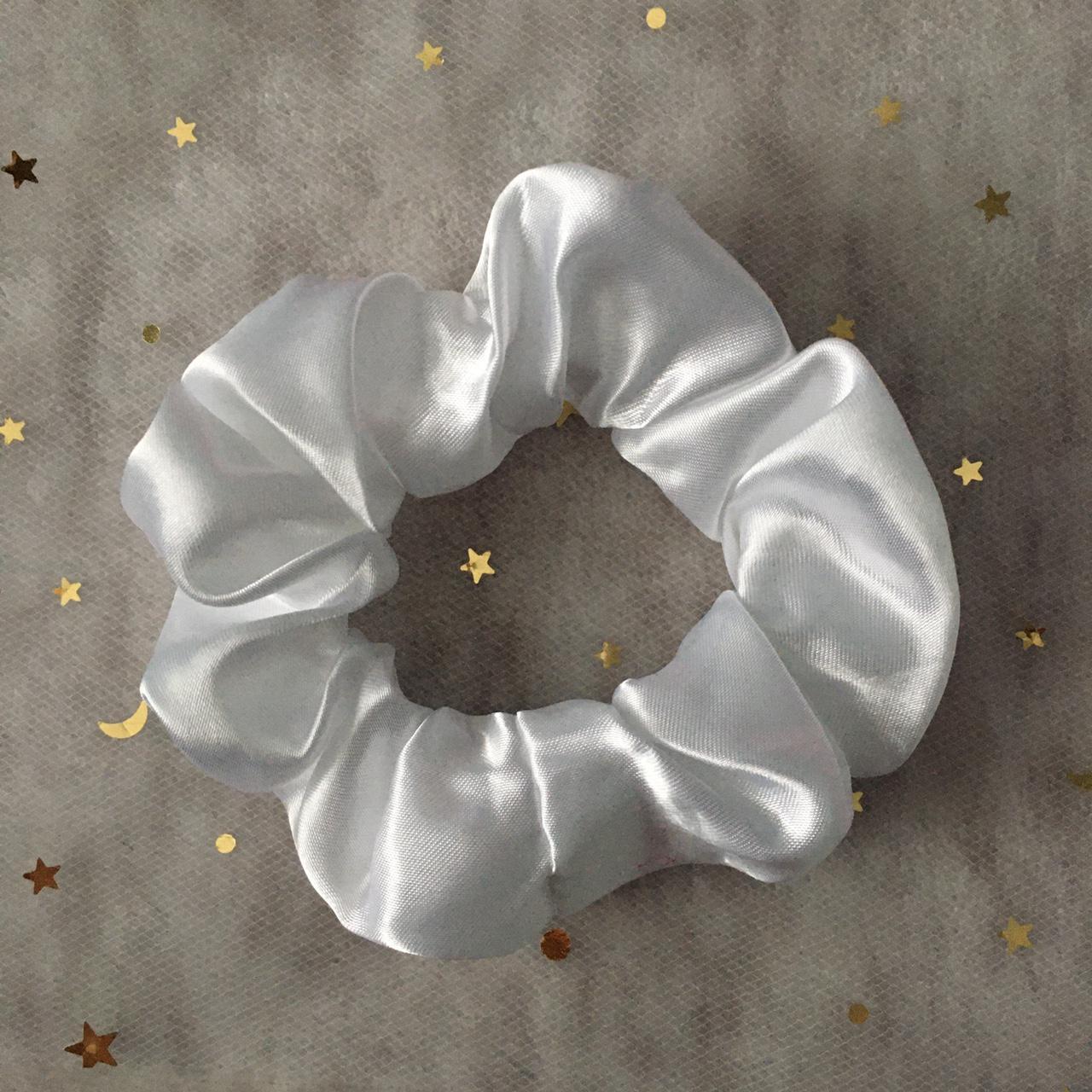 White Satin Scrunchie Instant Buy Enabled No Need - Image 3