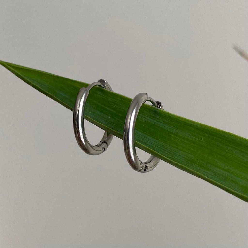 Medium Size Silver Hoop Earrings Also Available In - Image 2