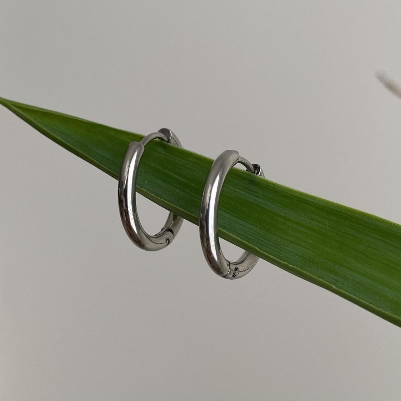 Medium Size Silver Hoop Earrings Also Available In - Image 2