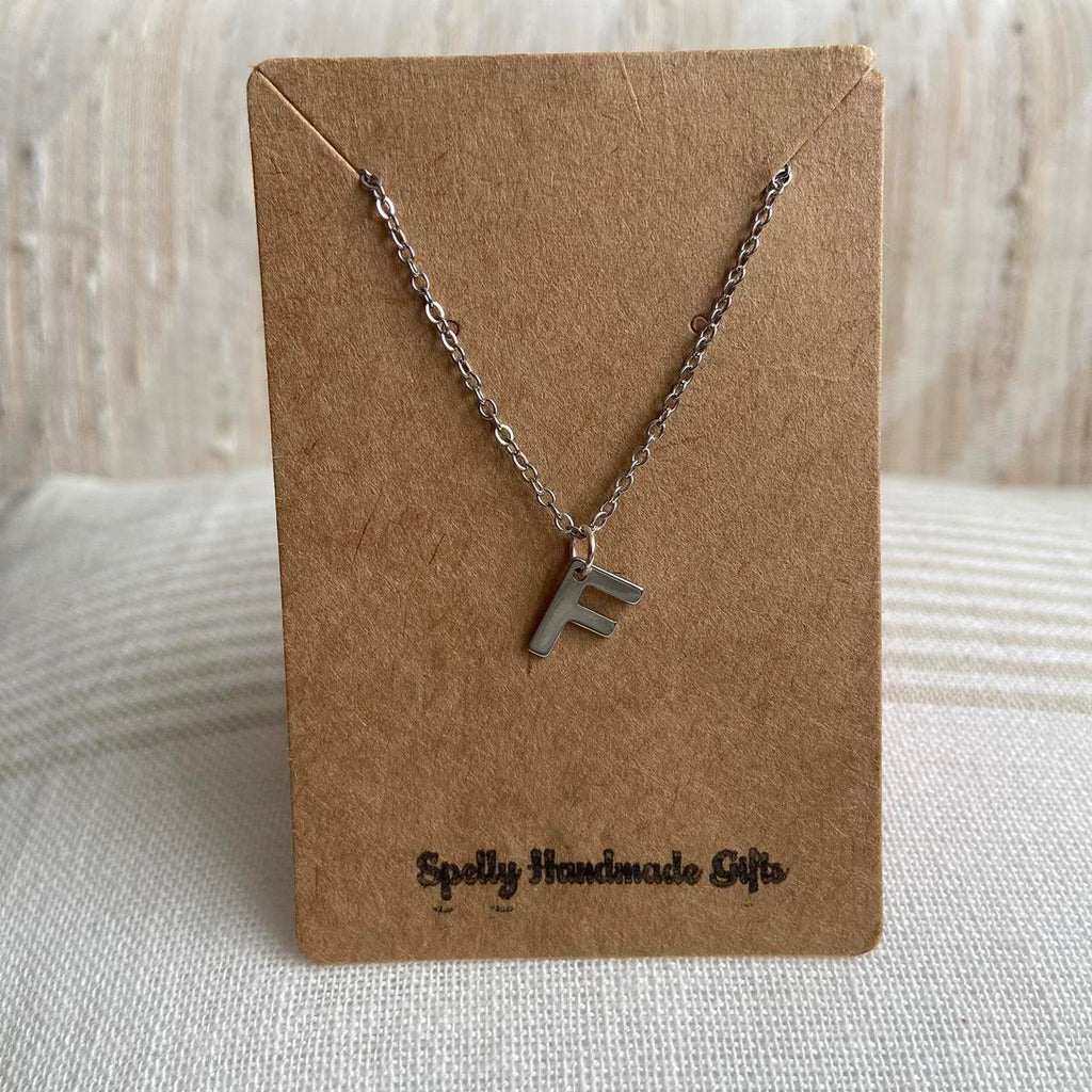 Silver Letter F Initial Pendant Chain Necklace - Image 3