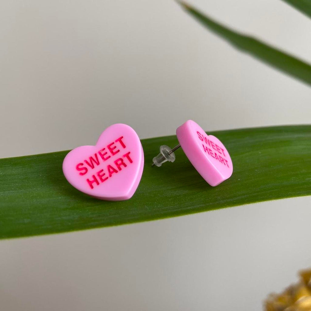 Pink Sweet Heart Valentines Day Candy Shaped Stud - Image 2