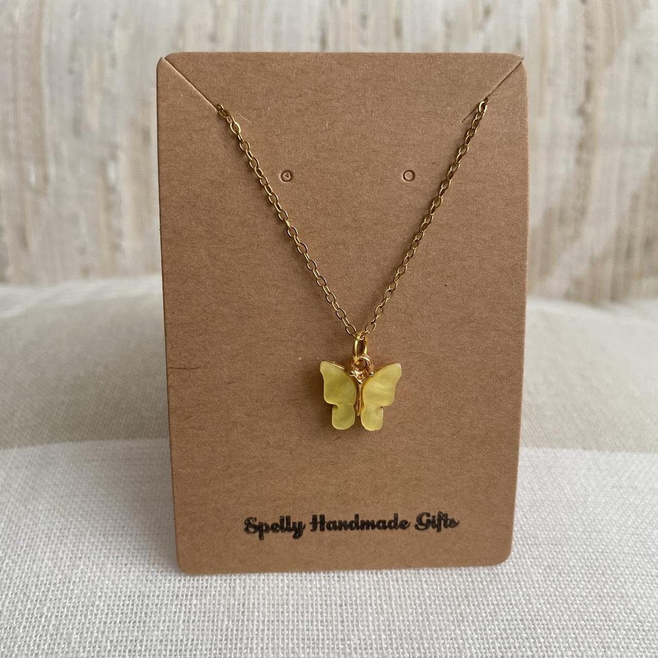 Yellow Butterfly Pendant Chain Necklace With Gold - Image 5