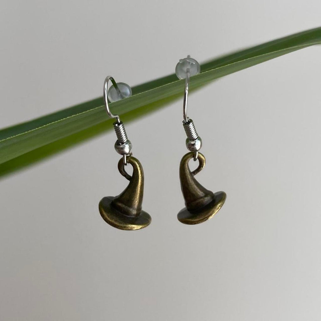 Witch Hat Dangle Earrings With Silver Accents Hand - Image 3