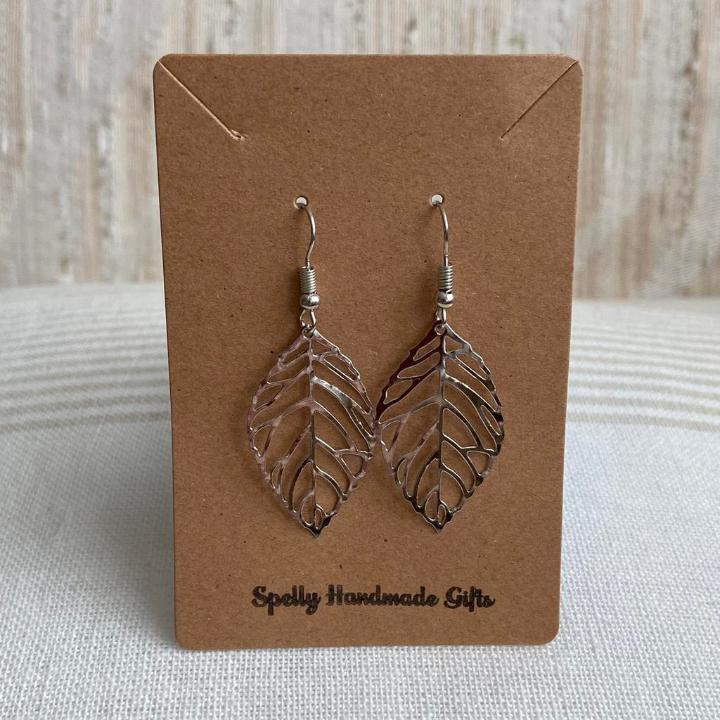 Medium Silver Leaf Dangle Earrings 3 Sizes - Image 5