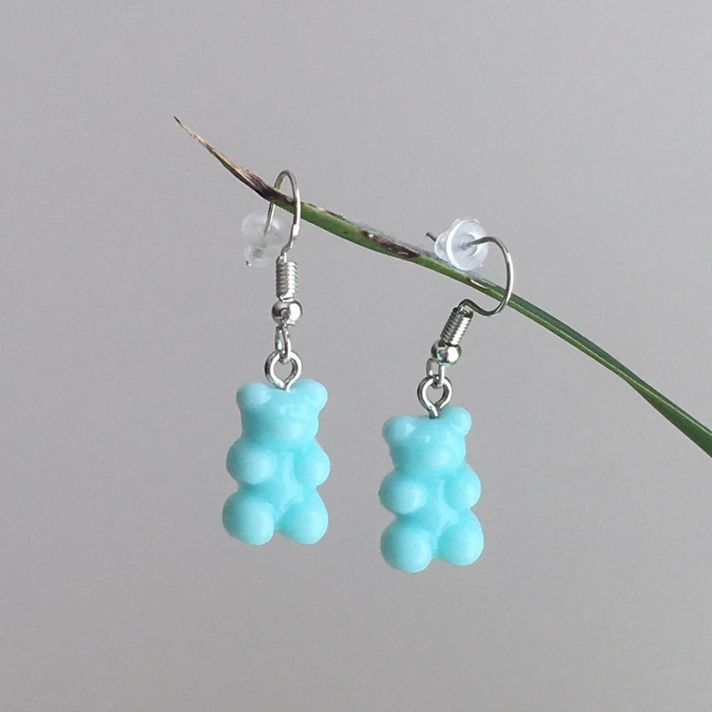 Cute Hand Made Resin Blue Turquoise Gummy Bear Drop