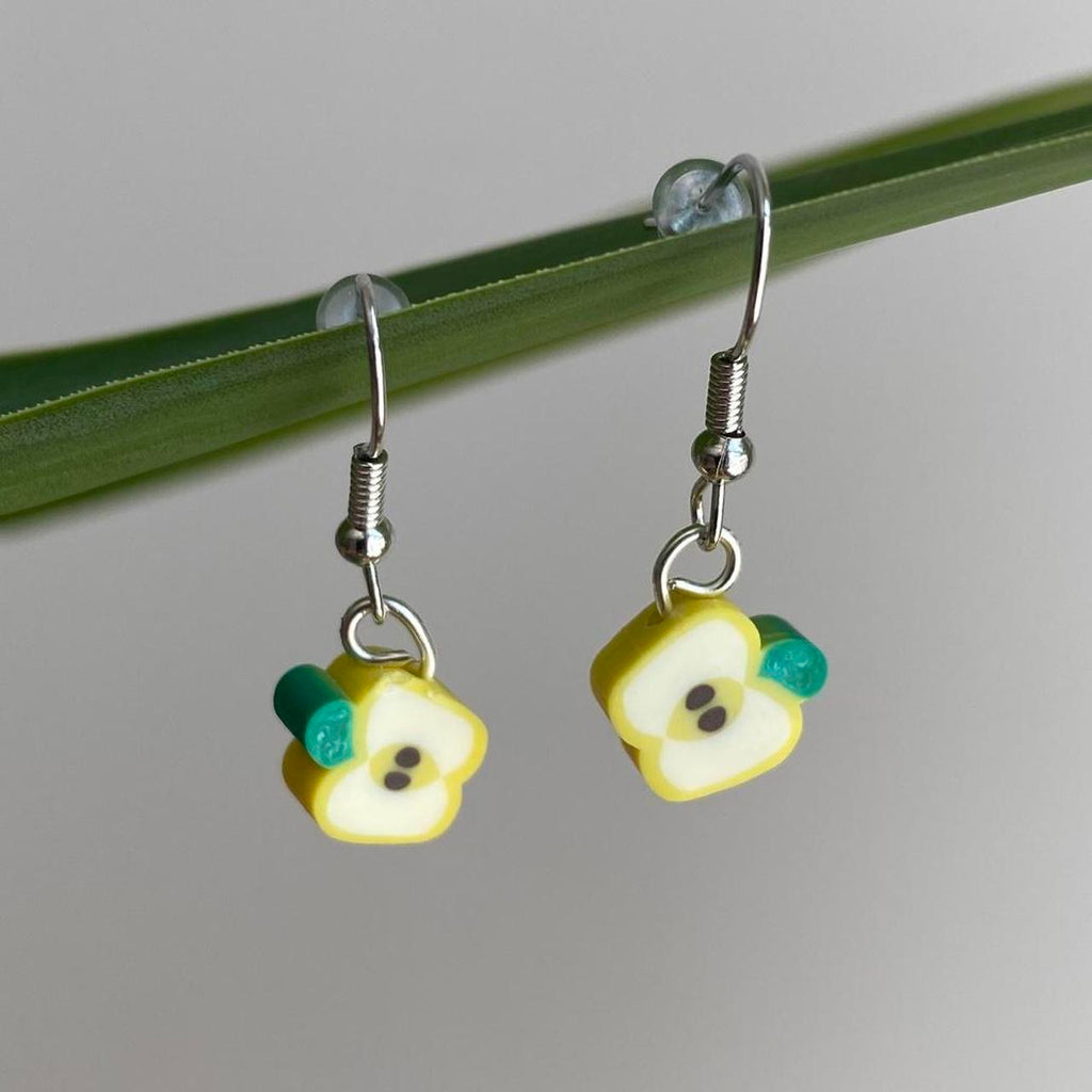 Yellow Sliced Apple Fruit Polymer Clay Dangle