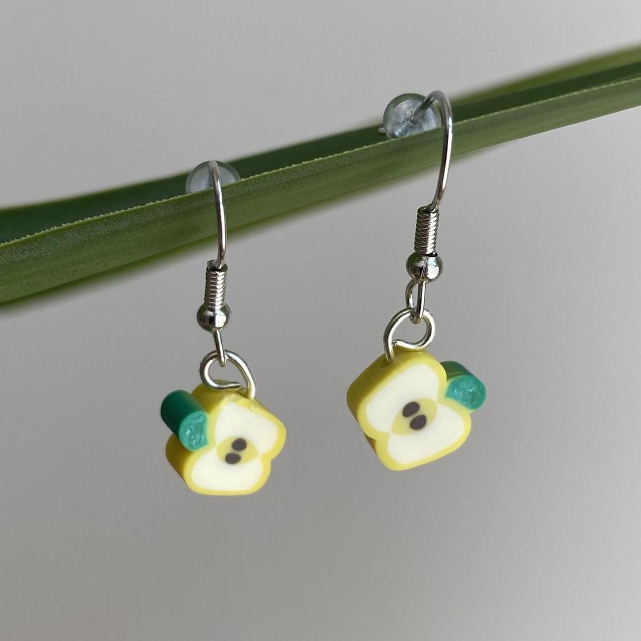Yellow Sliced Apple Fruit Polymer Clay Dangle