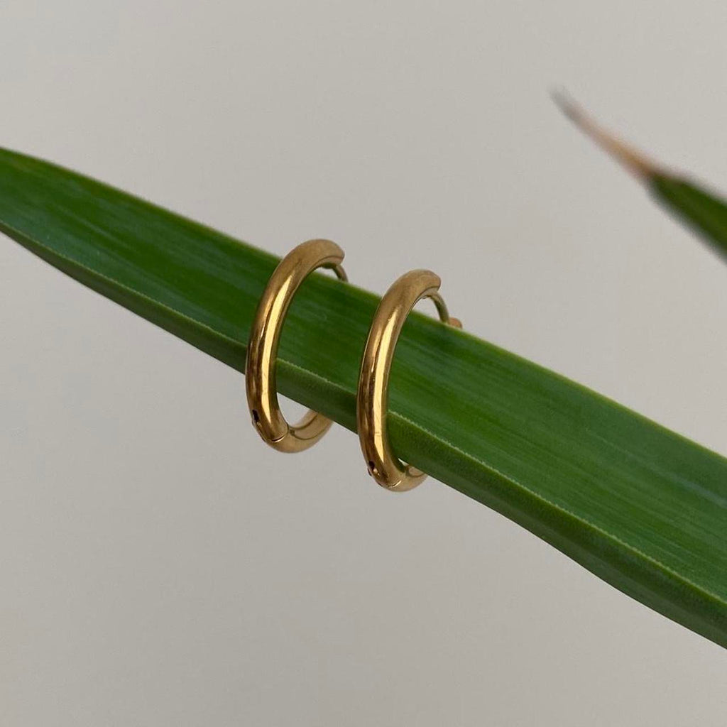 Medium Size Gold Hoop Earrings Also Available In - Image 2
