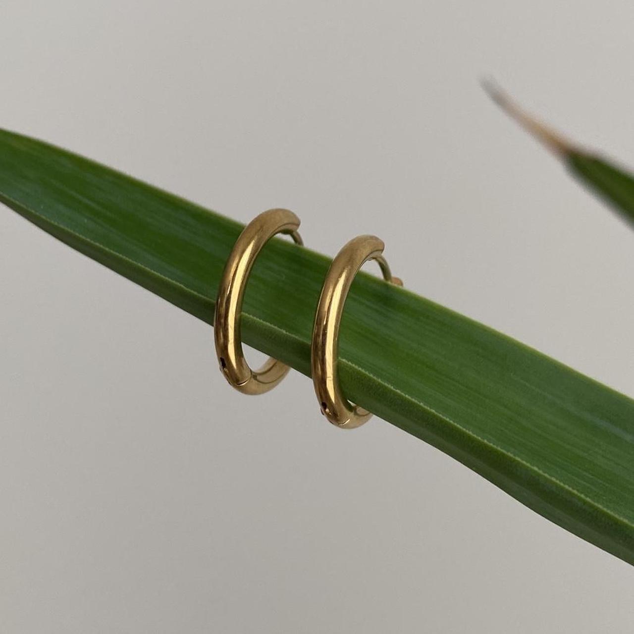 Medium Size Gold Hoop Earrings Also Available In - Image 2