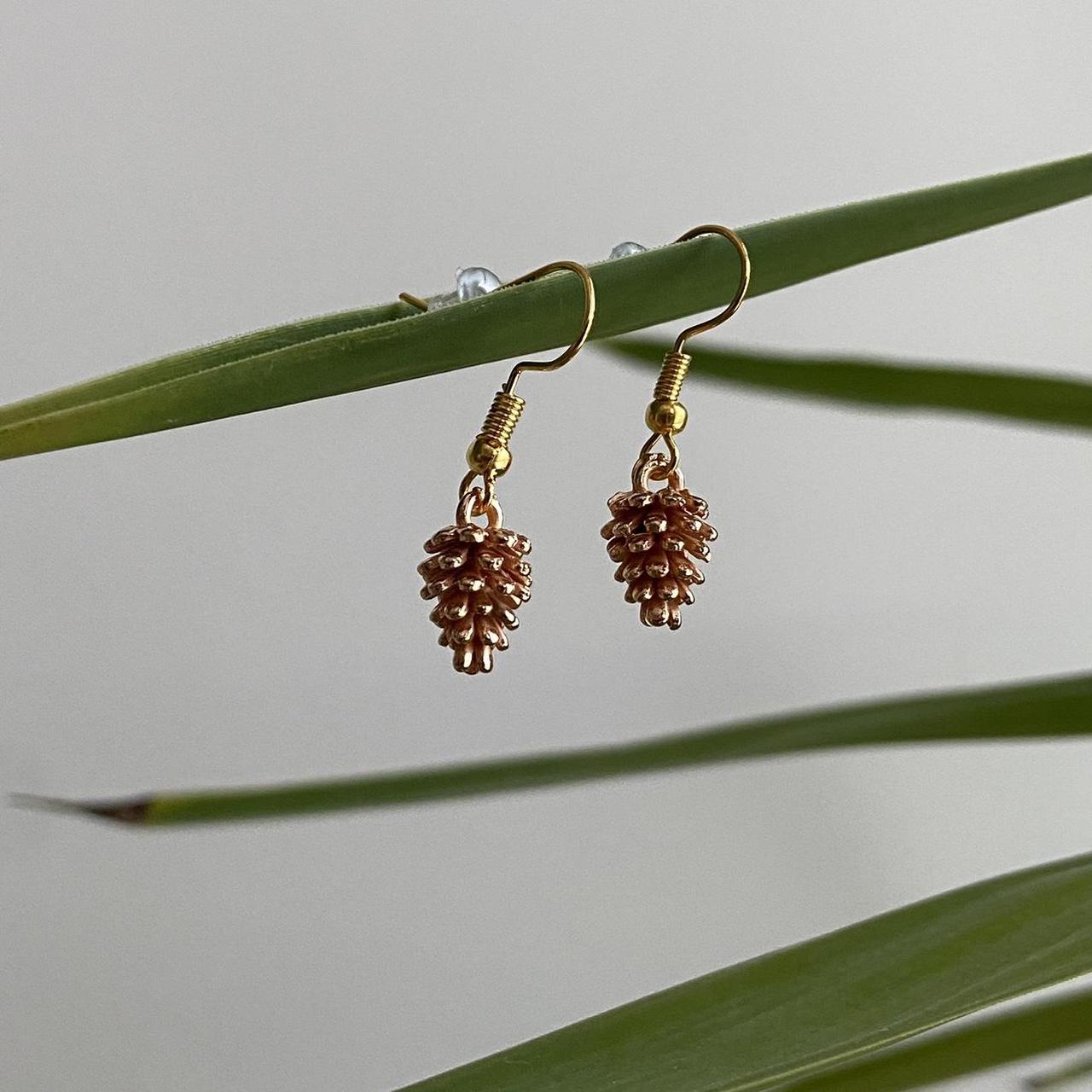 Rose Gold Pinecone Dangle Earrings Also Comes In - Image 4