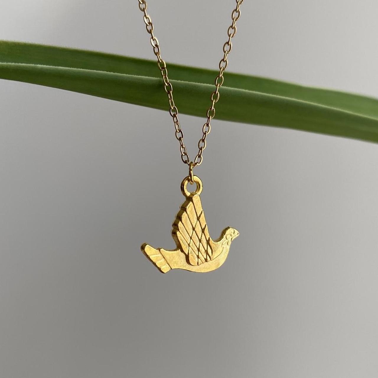 Gold Flying Bird Pendant Chain Necklace 18 Karat - Image 3