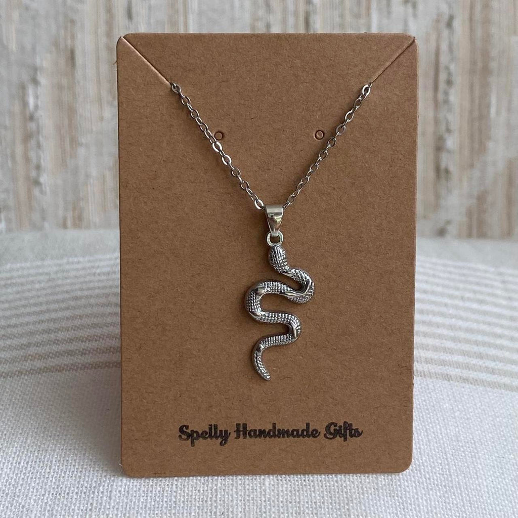 Silver Slithering Snake Pendant Chain Necklace - Image 3