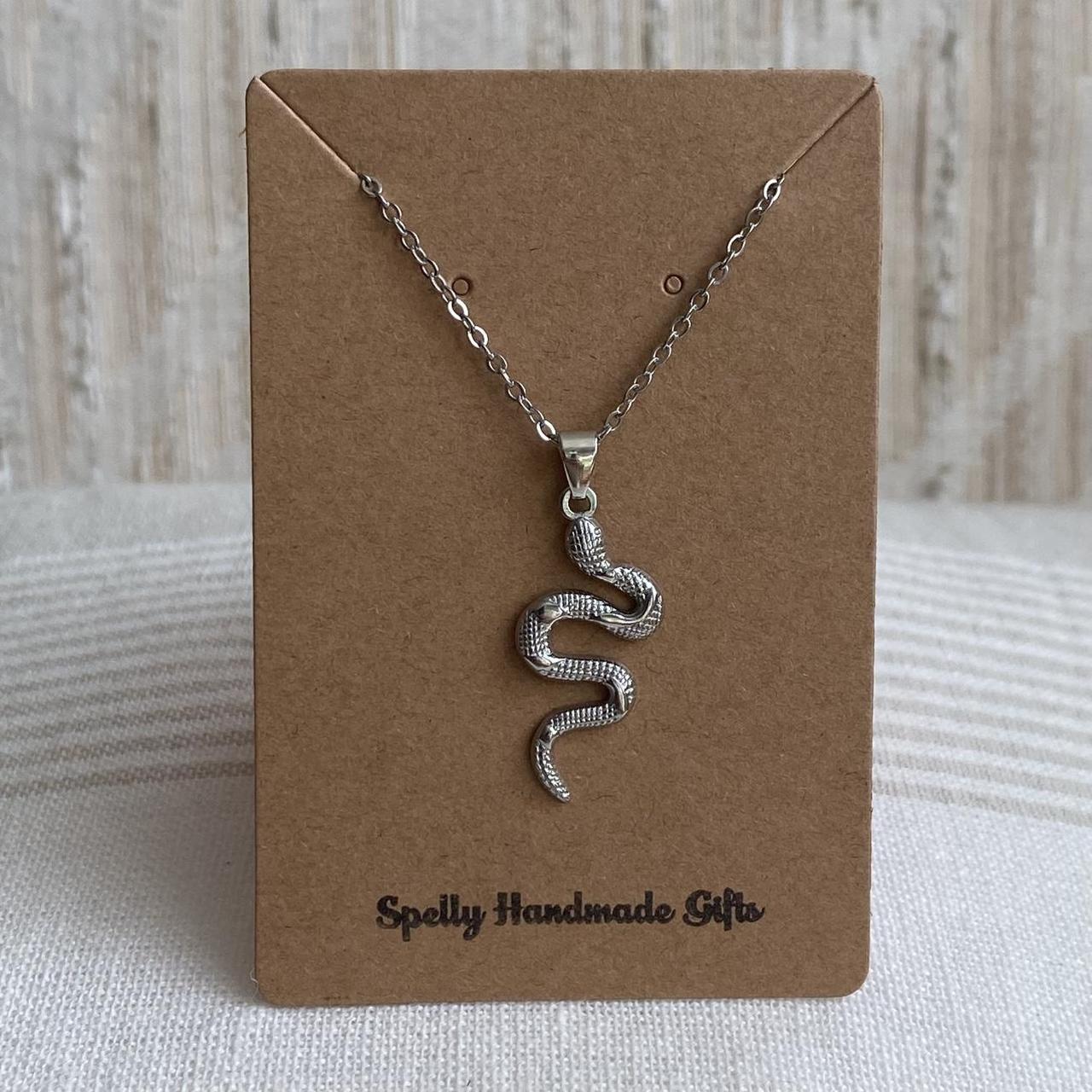 Silver Slithering Snake Pendant Chain Necklace - Image 3