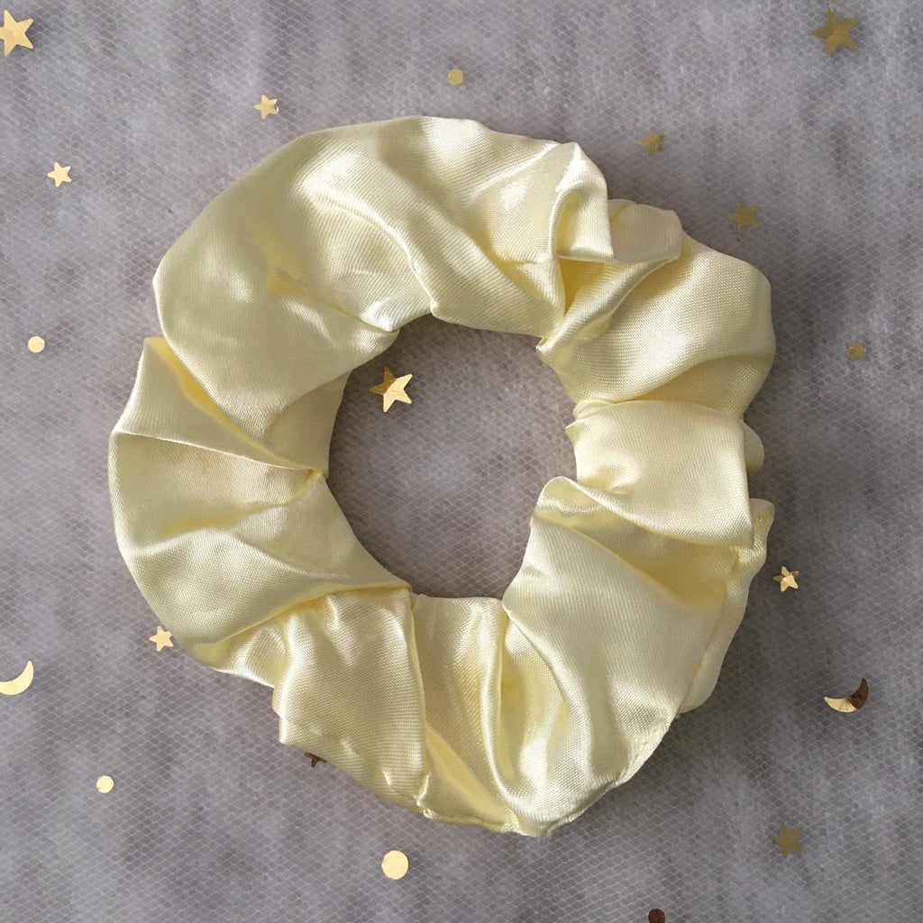 Cream Yellow White Satin Scrunchie Instant Buy - Image 3