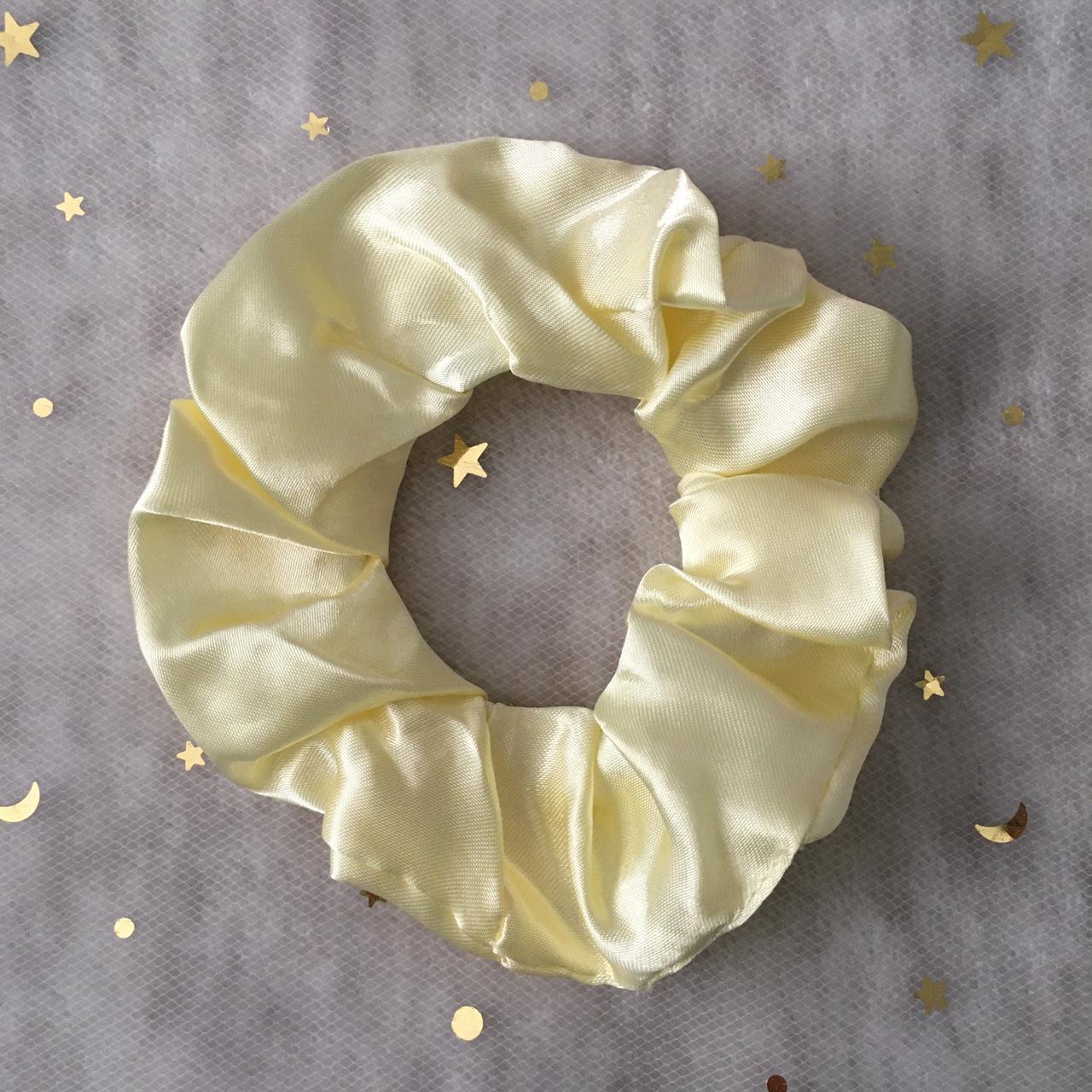 Cream Yellow White Satin Scrunchie Instant Buy - Image 3
