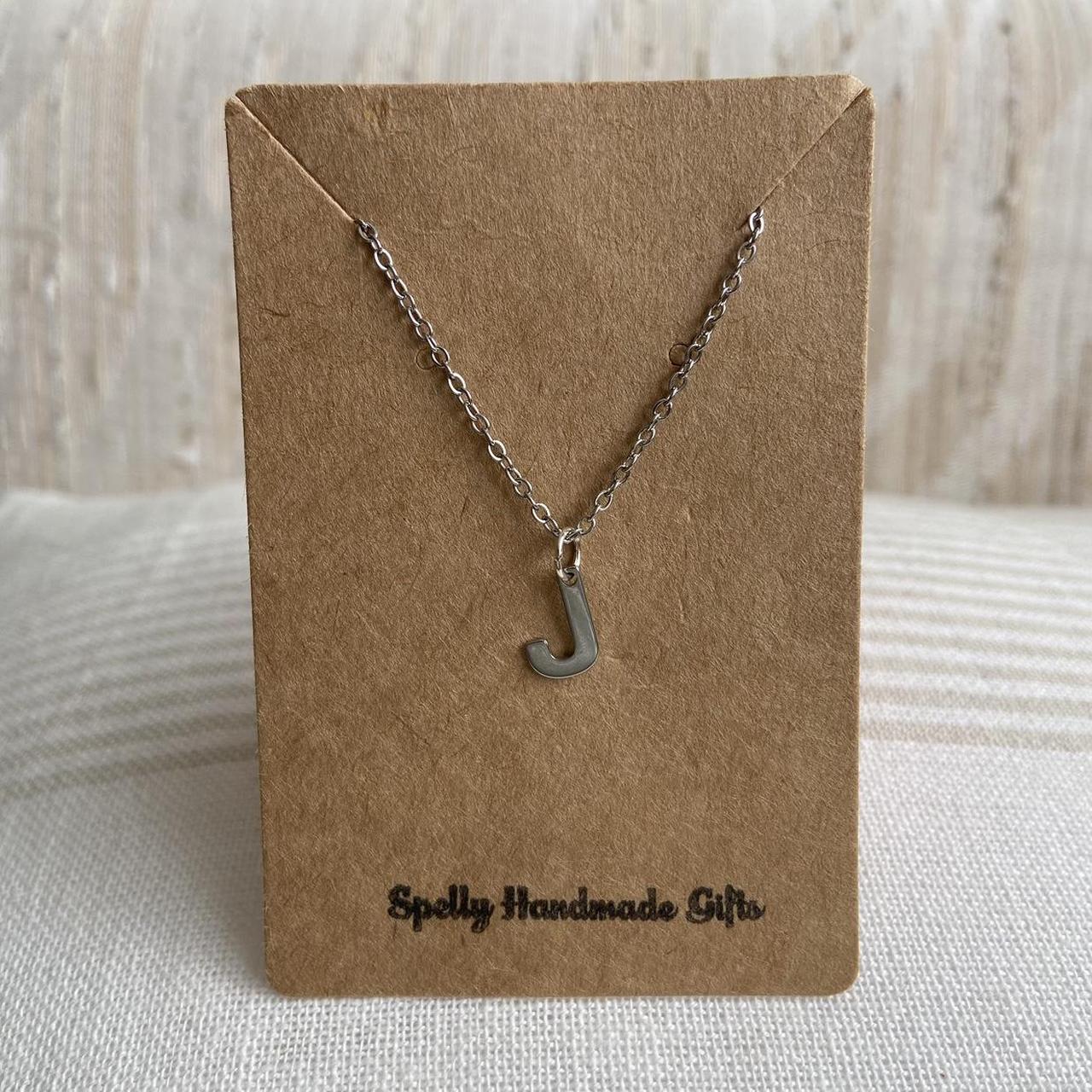 Silver Letter J Initial Pendant Chain Necklace - Image 3