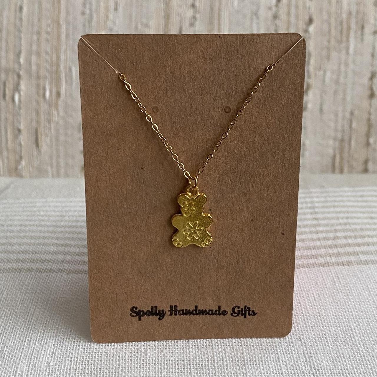 Gold Flower Power Teddy Bear Pendant Chain Necklace - Image 4