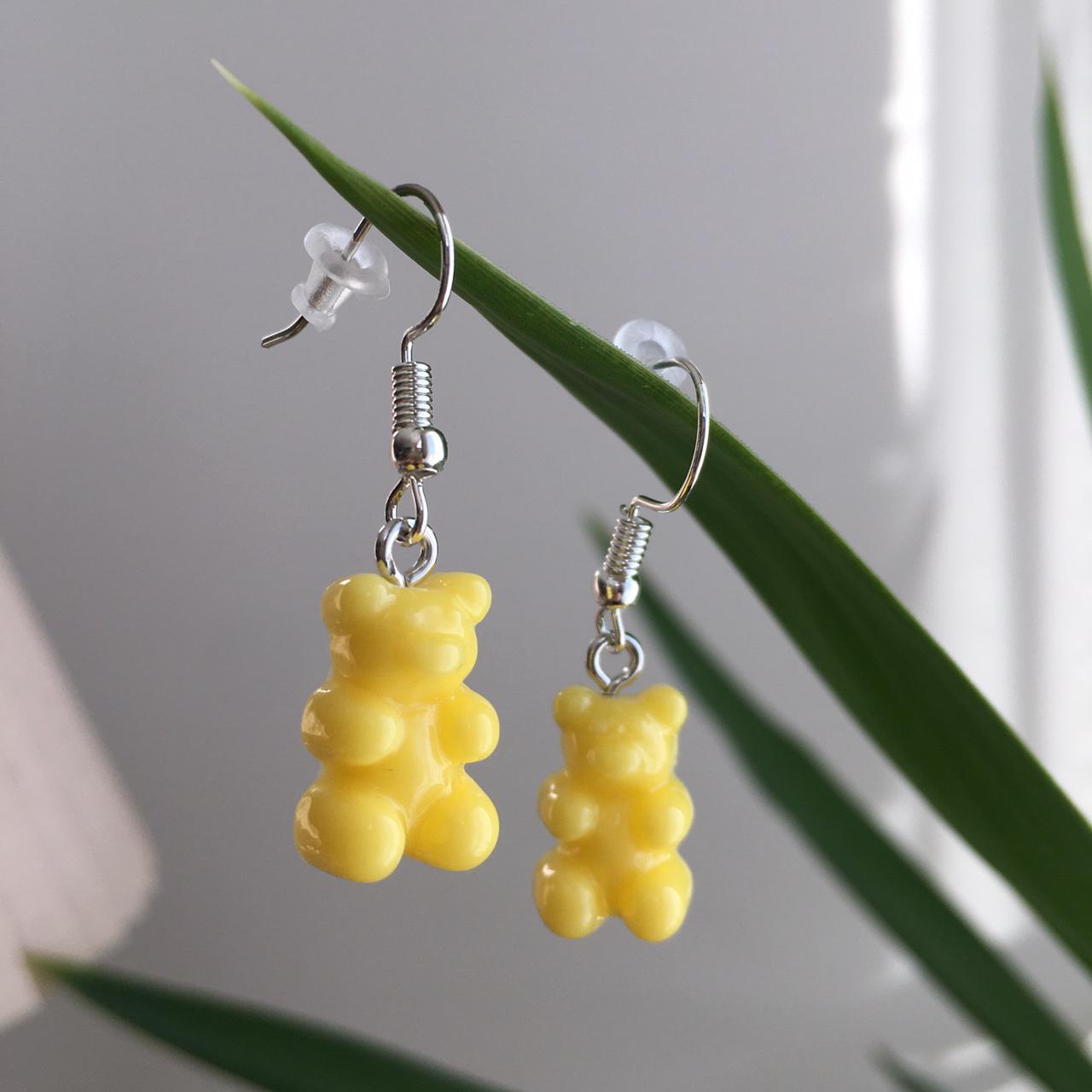 Cute Hand Made Resin Yellow Gummy Bear Drop Dangle - Image 2