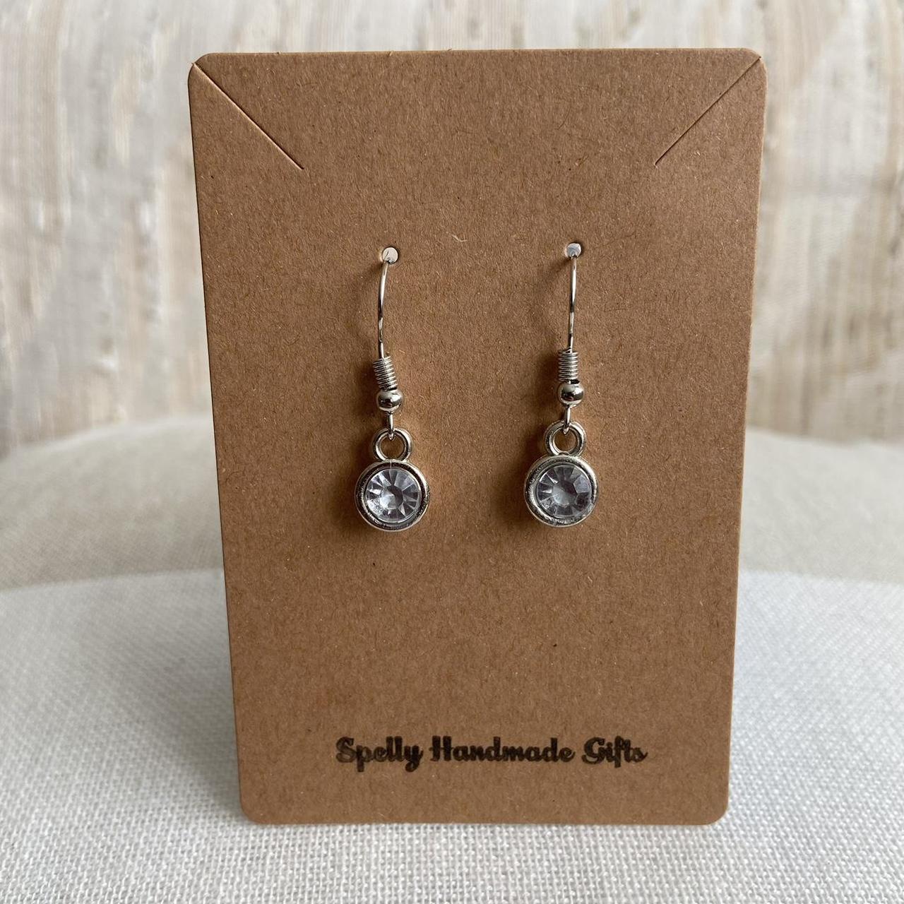 Crystal Clear Gem Dangle Earrings Silver Accents - Image 2