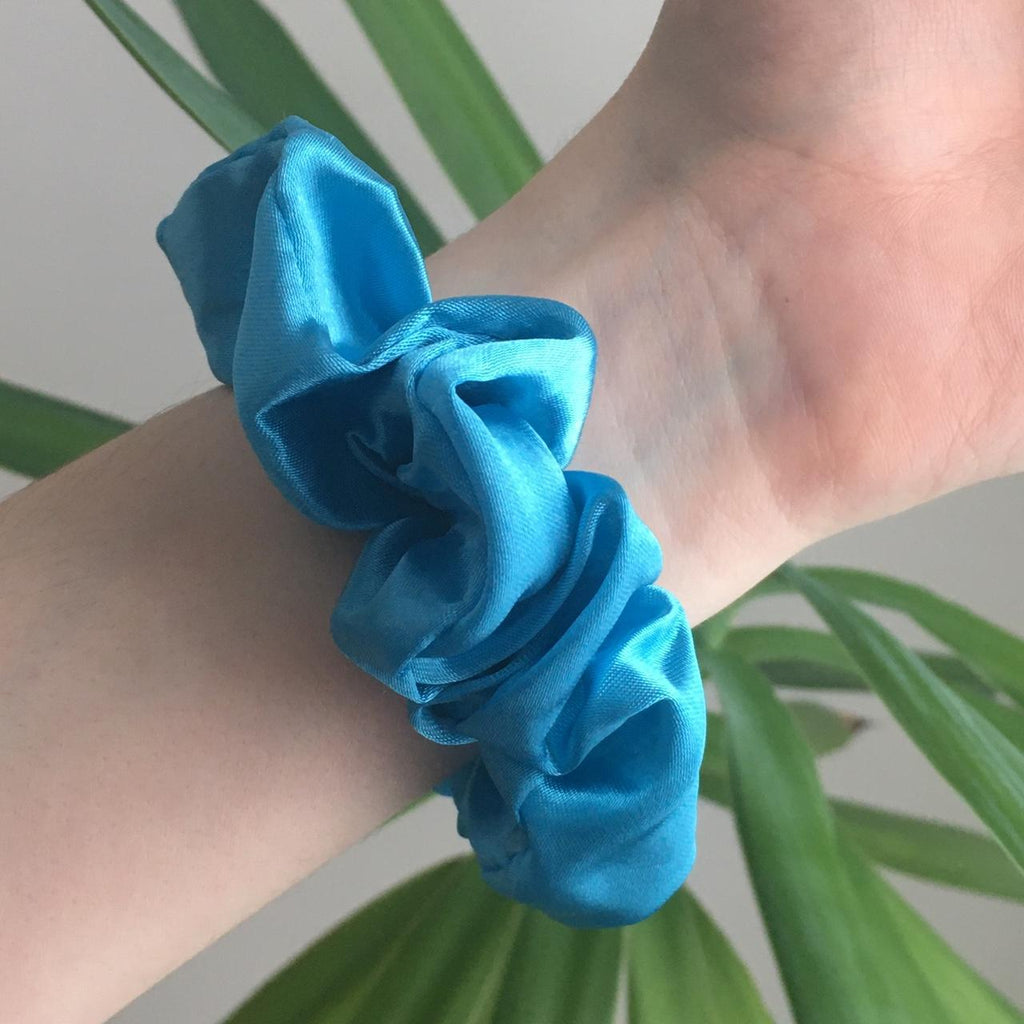 Billie Elish Ocean Eyes Blue Satin Scrunchie - Image 2