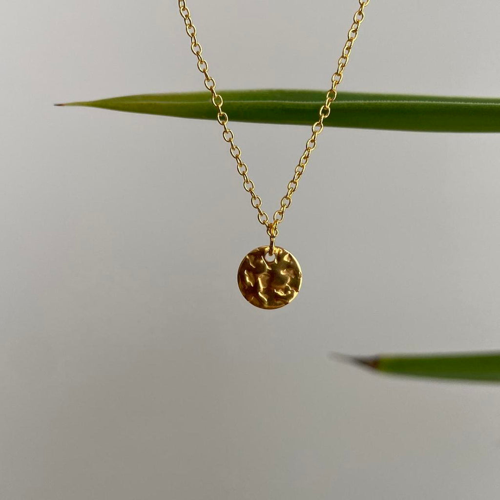 Small Gold Hammered Circle Pendant Chain - Image 3