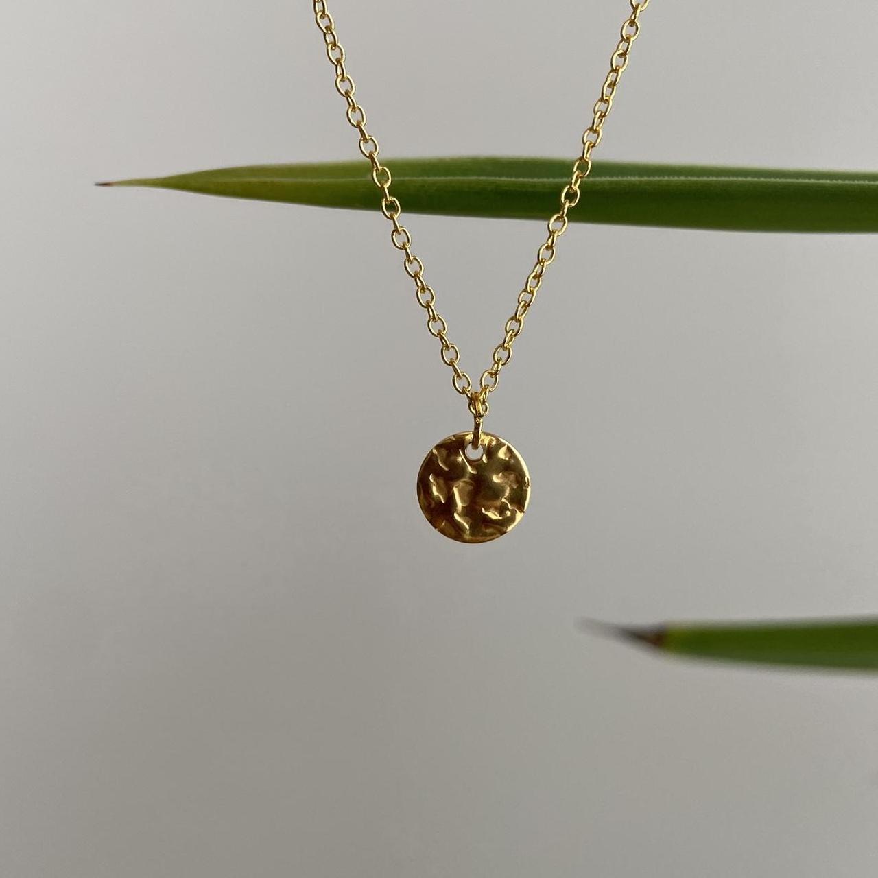Small Gold Hammered Circle Pendant Chain - Image 3