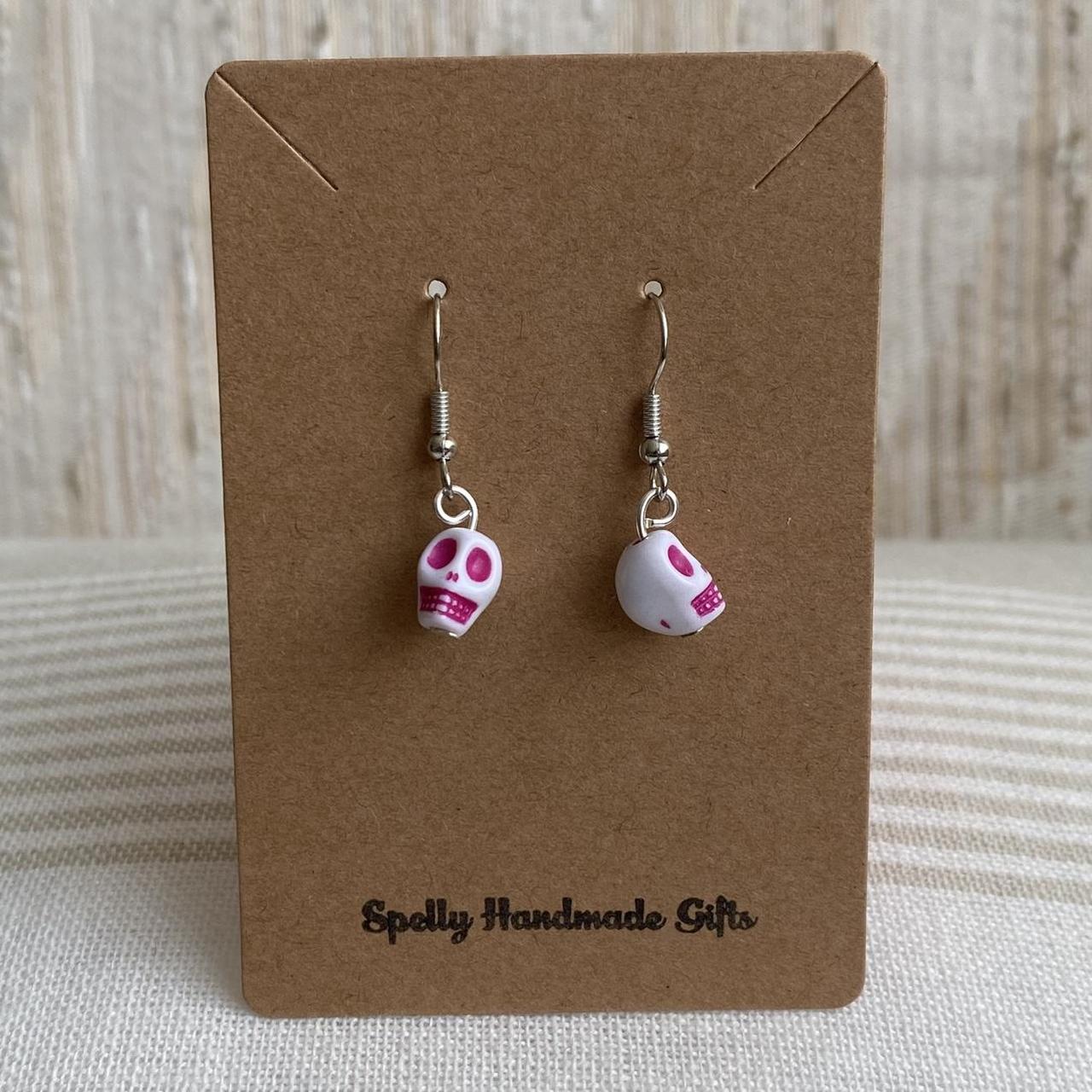 Cinco De Mayo White And Dark Pink Skull Dangle - Image 3