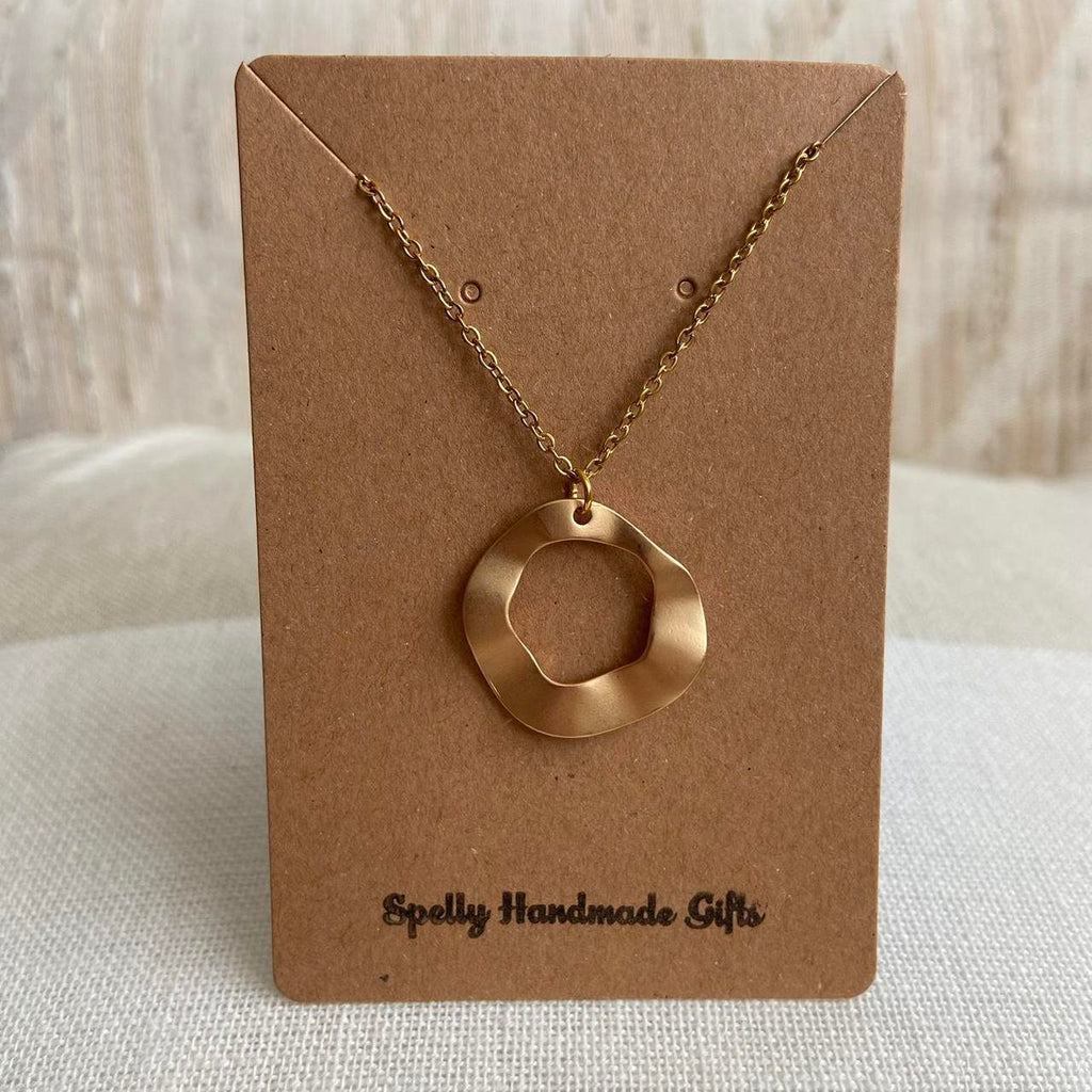 Organically Shaped Gold Hoop Ring Pendant Chain - Image 3