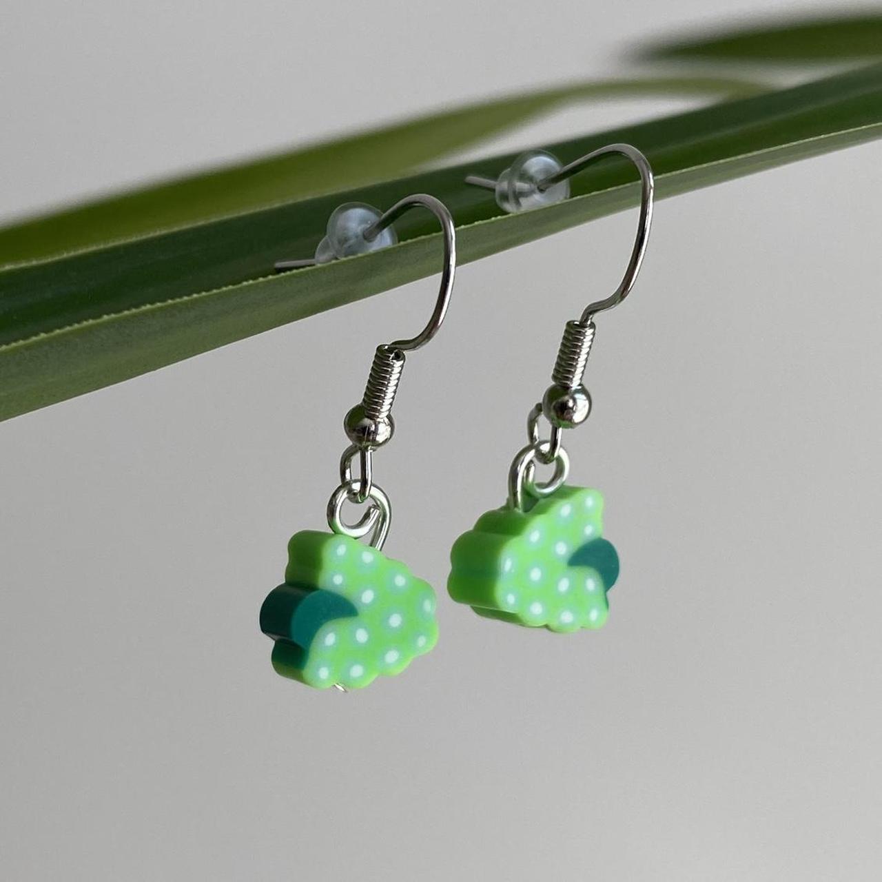 Green Grapes Fruit Polymer Clay Dangle Earrings With - Image 2
