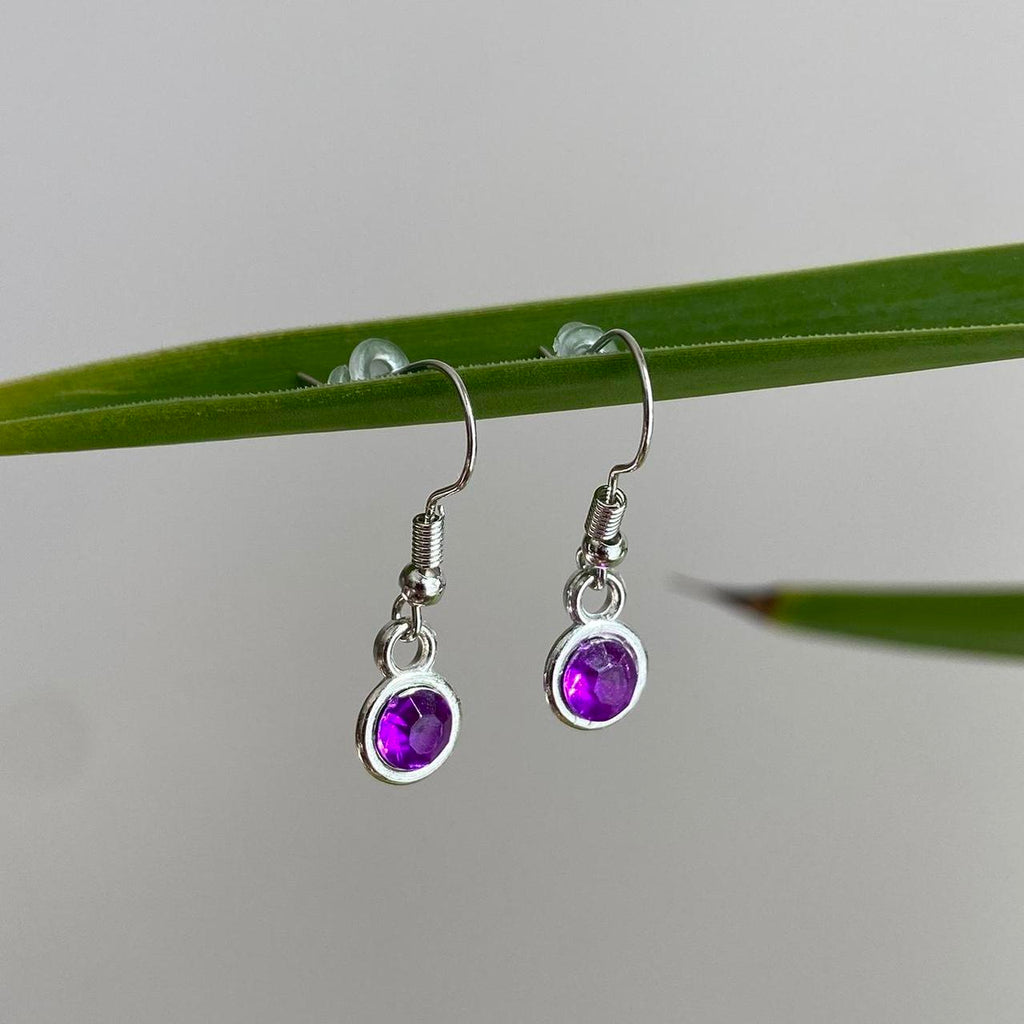 Purple Gem Dangle Earrings Silver Accents Hand - Image 5