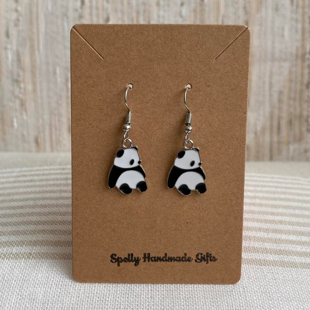 Cute Lazy Panda Dangle Earrings With Silver Accents - Image 4